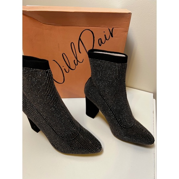 Wild Pair Baybe Bling Sock Bootie Black Rhinestone Ankle Boot Sz 5.5 NIB - Picture 4 of 16